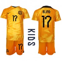 Fotbalové Dres Holandsko Daley Blind #17 Dětské Domácí MS 2022 Krátký Rukáv (+ trenýrky)